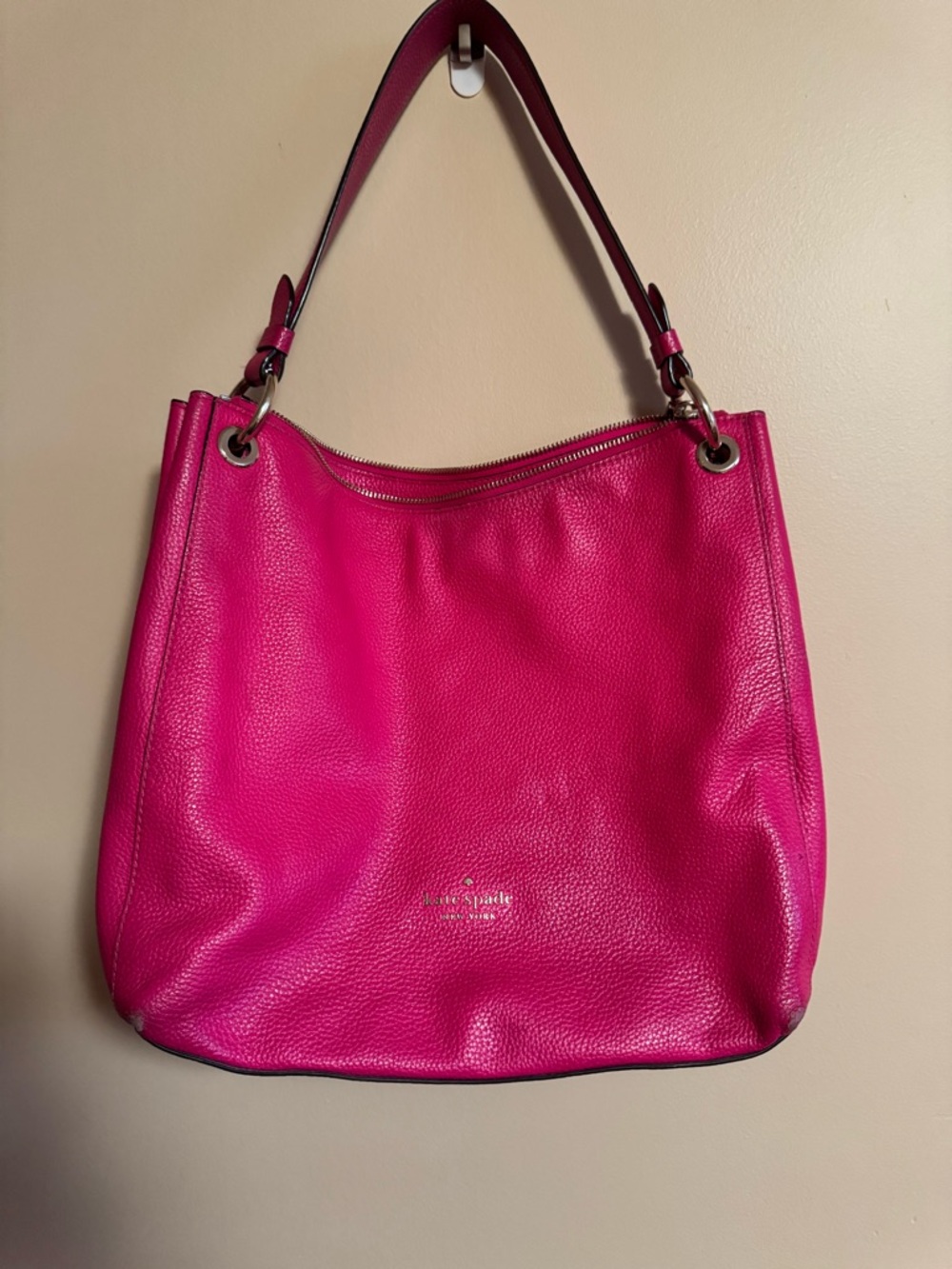 kate spade Hot Pink Pebbled Leather Shoulder Bag